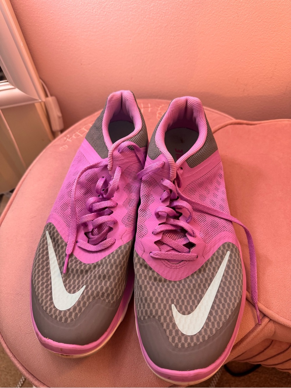 Nike Women's Pink and Gray Training Sneakers
